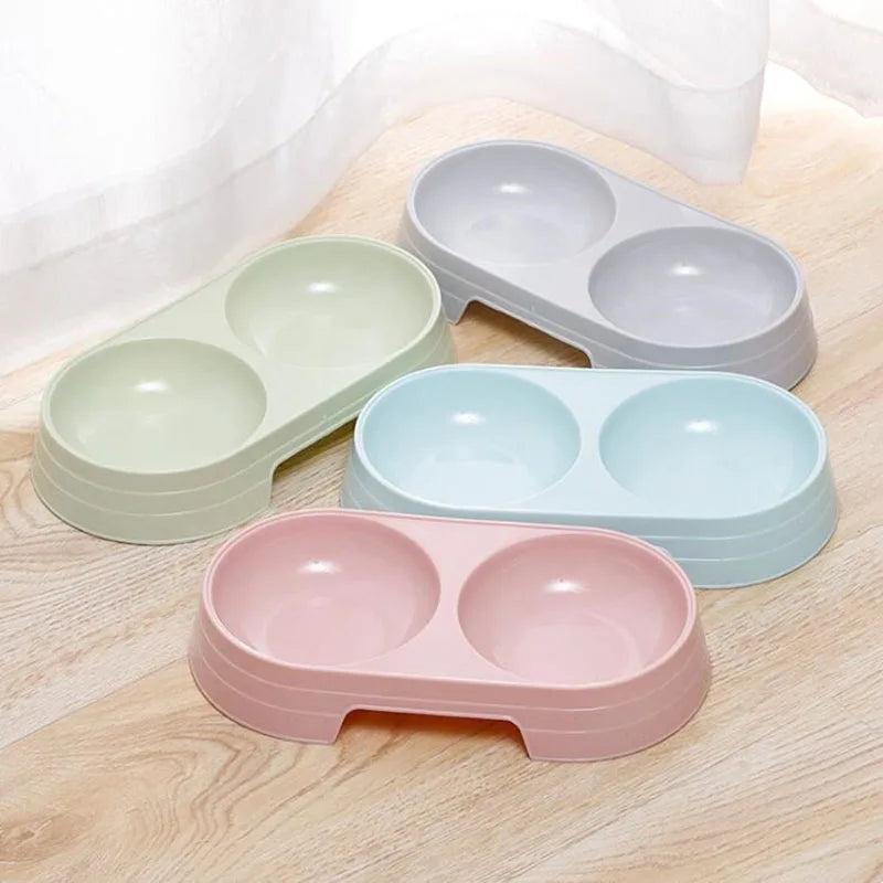 Double Bowls Stainless Steel Pet Feeder Dish Drinking Water Food Tray Cat Puppy Feeding Supplies 2024 New