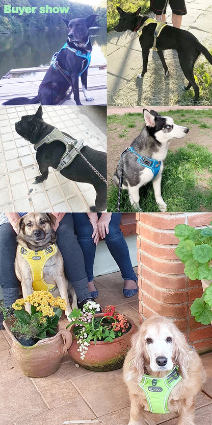 Reflective Nylon Pet Dog Harness Dog Padded Vest Adjustable Chest Strap Safety Lead All Weathers For large medium small Dogs