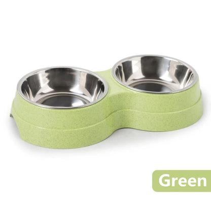 Double Bowls Stainless Steel Pet Feeder Dish Drinking Water Food Tray Cat Puppy Feeding Supplies 2024 New