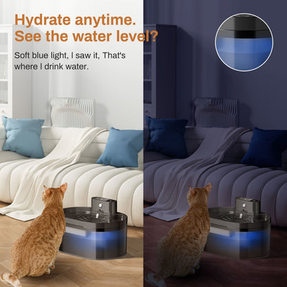 2.2L Smart Cat Water Fountain, 120° Motion Sensor, Type-C, 2600mAh Battery, Ultra-Quiet 25dB, BPA-Free, 1-Week Auto Watering