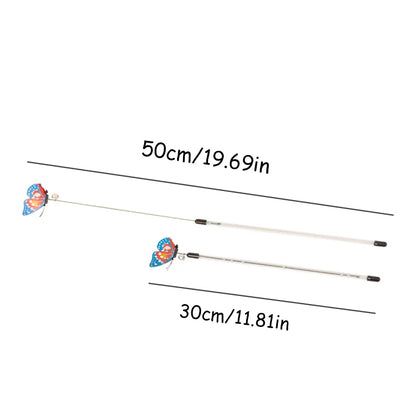 Retractable Cat Teaser Wand with Spring Butterfly - Extendable Cat Pole, Interactive Toy to Lure Cat Scratching,