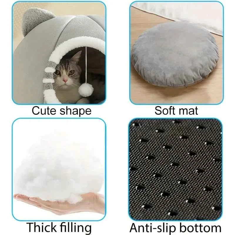 Deep Sleeping Cat Bed Cave Nest With Soft Mat Bed For Cats Pet Products  Bag Sofa Pet  House Dog Basket Tent Bearded  Cama Para