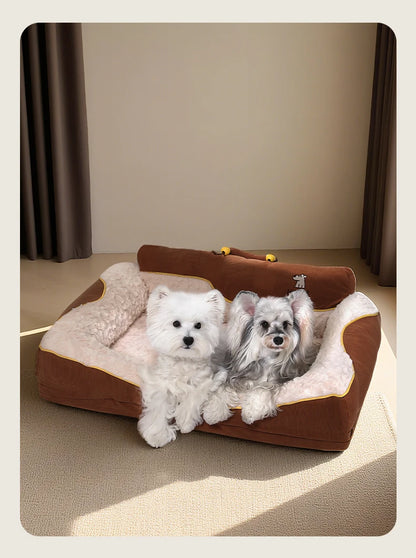 HOOPET 2025 New Large Dog Bed, Winter Warm Washable Pet Bed with Thick Padding & Bolster, Comfort Security Orthopedic Mattress