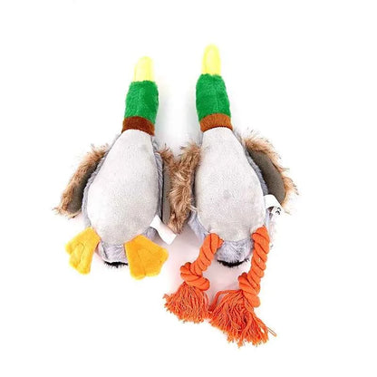 1pc Dog Chew Toys Cute Plush Duck Sound Toy Stuffed Squeaky Animal Squeak Dog Toy Cleaning Tooth Dog Chew Rope Pet Accessories