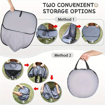 Foldable Cat Tent with Tunnel, Breathable Polyester Cat Cage Indoor Outdoor Playpen for Cats & Small Dogs