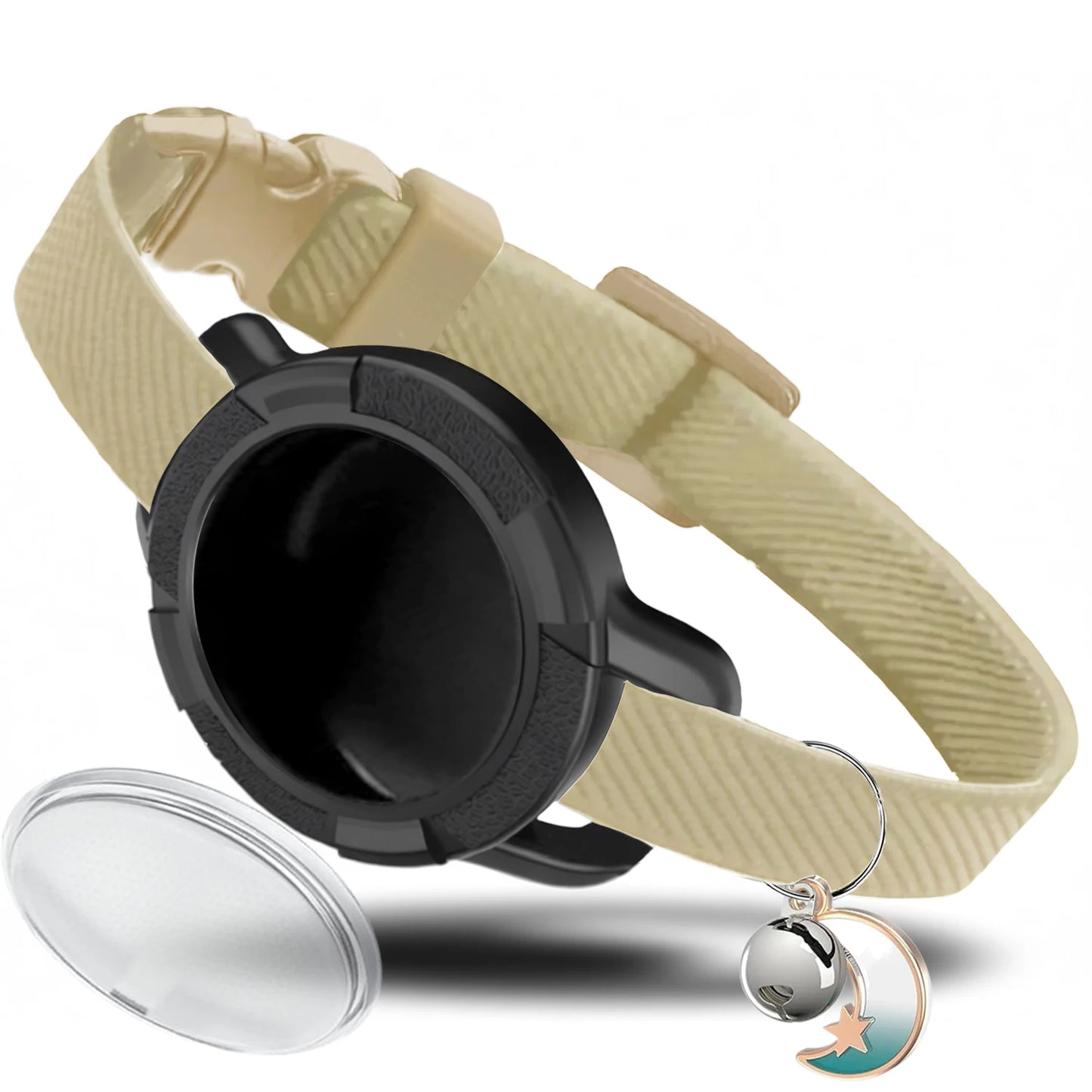 Fashion Anti-lost AirTag Cat Collar, Elastic Collar with Bell & GPS Tracking Holder Case for Cats Puppies（Tracker not included）