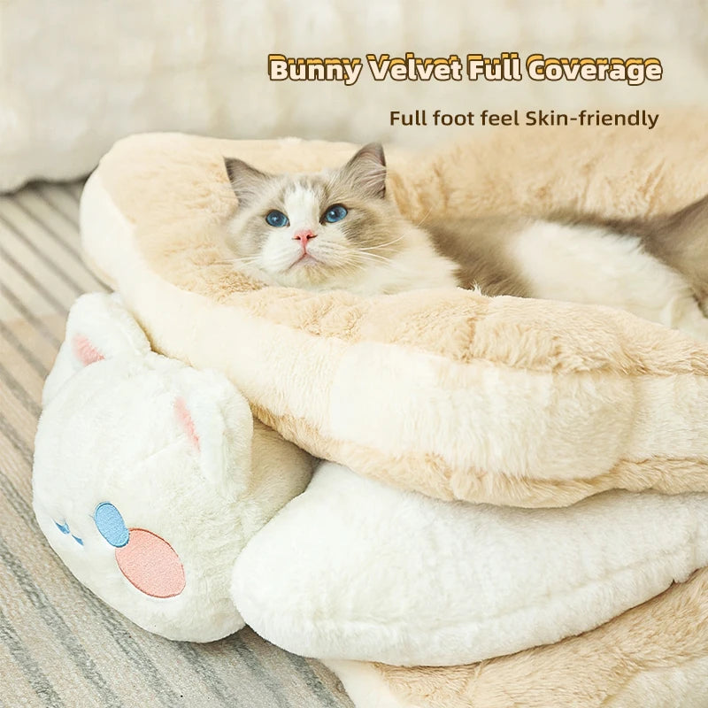 HOOPET Cat Bed Sandwich Cookie Cat Nest Winter Warm Thickened Cat Bed Winter Cat Kitten Sleeping With Pet Kennel