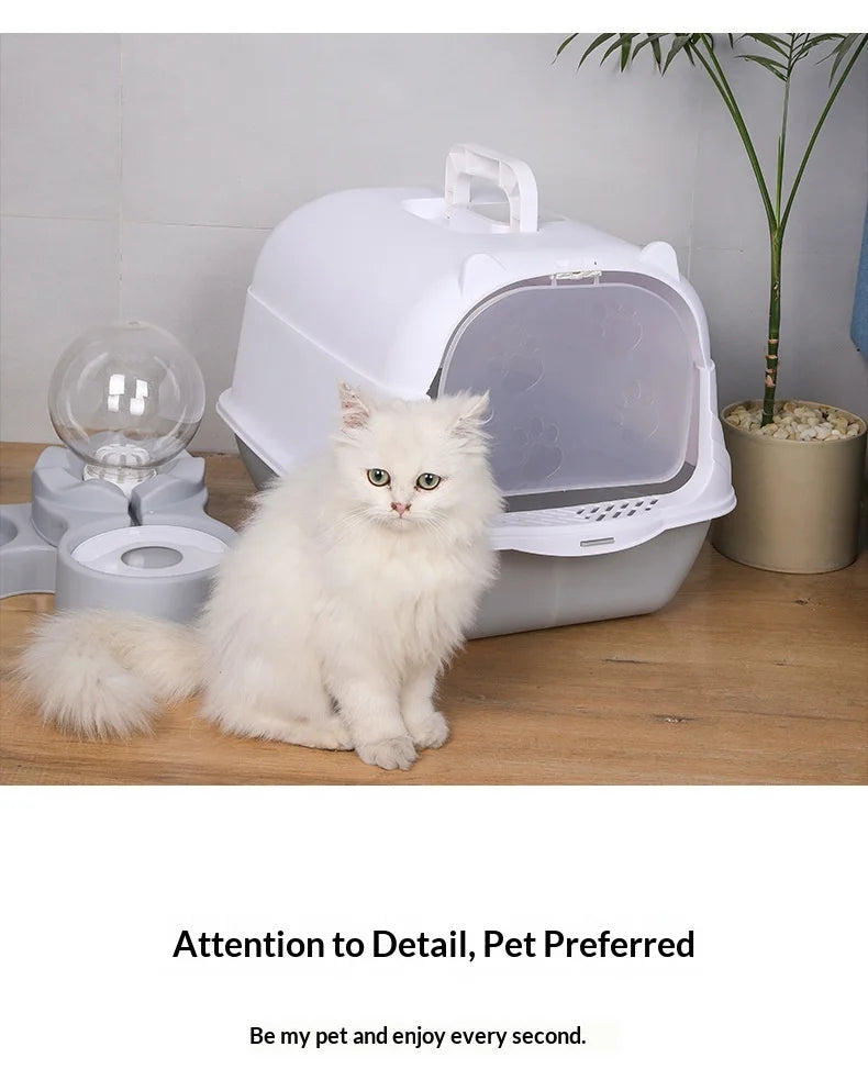Cleaning Cat Litter Box Large Enclosed Anti Splash UV Sterilization Odor Control Pet Toilet Cat Supplies Cat Litter Catcher