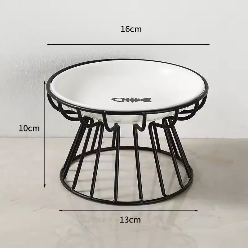 Ceramic Raised Pet Bowl Food Water Bowls with Rack for Cats Dogs Outdoor Feeding Drinking Accessories Doggie Cat Stand Bowl ﻿