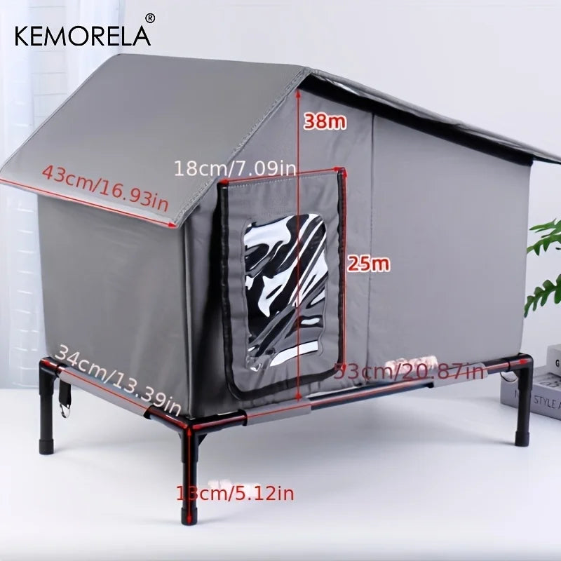 KEMORELA Winter Outdoor Cat House Equipped with an Escape Door - Large Feral Cat Shelter Collapsible Shelter for Small Dogs&Cats