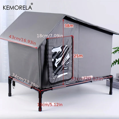 KEMORELA Winter Outdoor Cat House Equipped with an Escape Door - Large Feral Cat Shelter Collapsible Shelter for Small Dogs&Cats