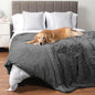 Waterproof Dog Blanket for Large Dog Queen Size Calming Pet Blanket Couch Cover Protector Sherpa Faux Fur Cat Throw for Sofa Fu