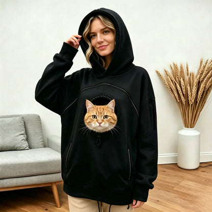Women Zipper Pocket Pet Hooded Pullover Hoodie Shirt For And Winter Hoodie Women Baggy