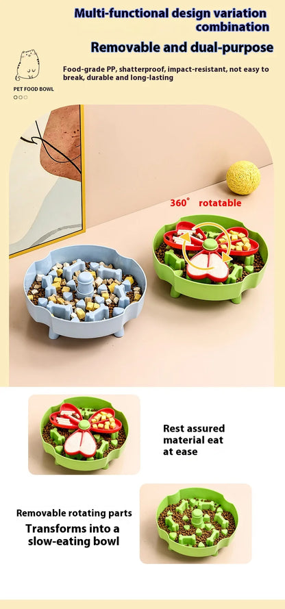 Anti Choking Dog Slow Food Bowl Interactive Durable Cat Bowl Puzzle Toy Rotating Anti Slip Pet Feeding Toy Pet Food Dispenser