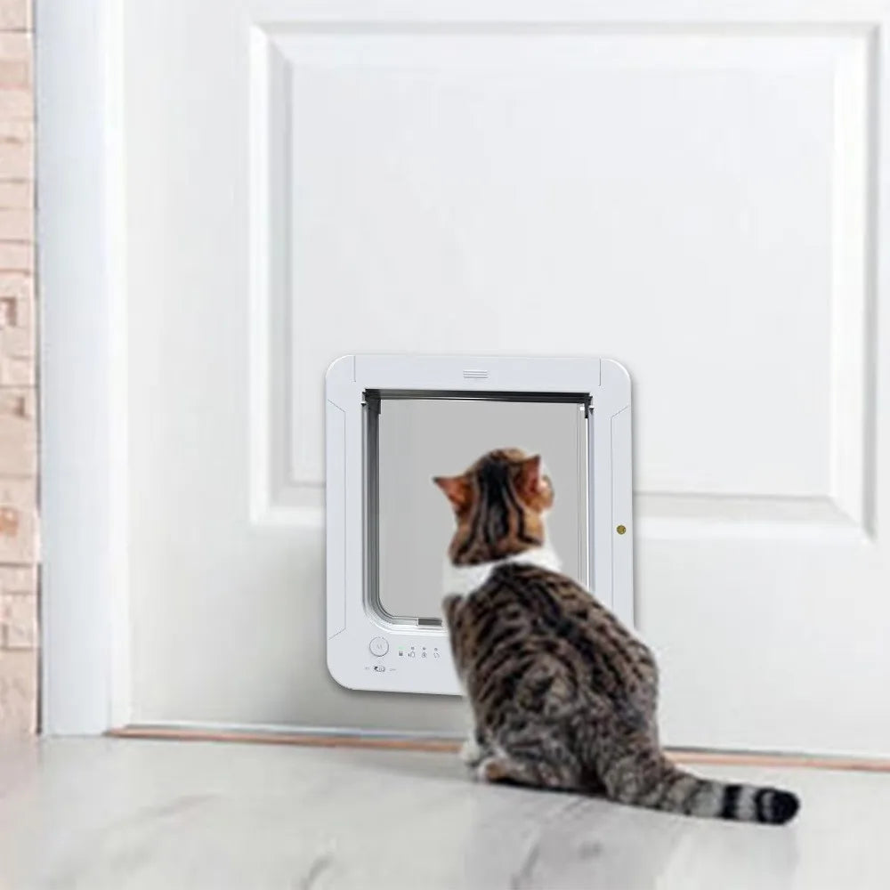 Smart Silent Electric Pet Door for Cats and Dogs Free Passage with Chip Recognition Suitable for Glass, Iron, and Wooden Doors