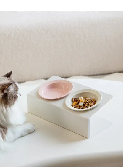 Cat Double Ceramic Bowl with Iron Stand Pet Elevated Raised Food Water Bowls Small Dogs Drinking Eating Feeding Supplies