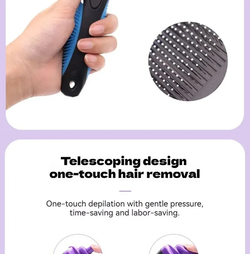 Pet Cleaning Product Essential Plastic Pet Hair Brush Needle Cat Dog Hair Cleaning Combs Hair Removers with Click Clean Button