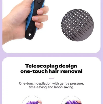 Pet Cleaning Product Essential Plastic Pet Hair Brush Needle Cat Dog Hair Cleaning Combs Hair Removers with Click Clean Button