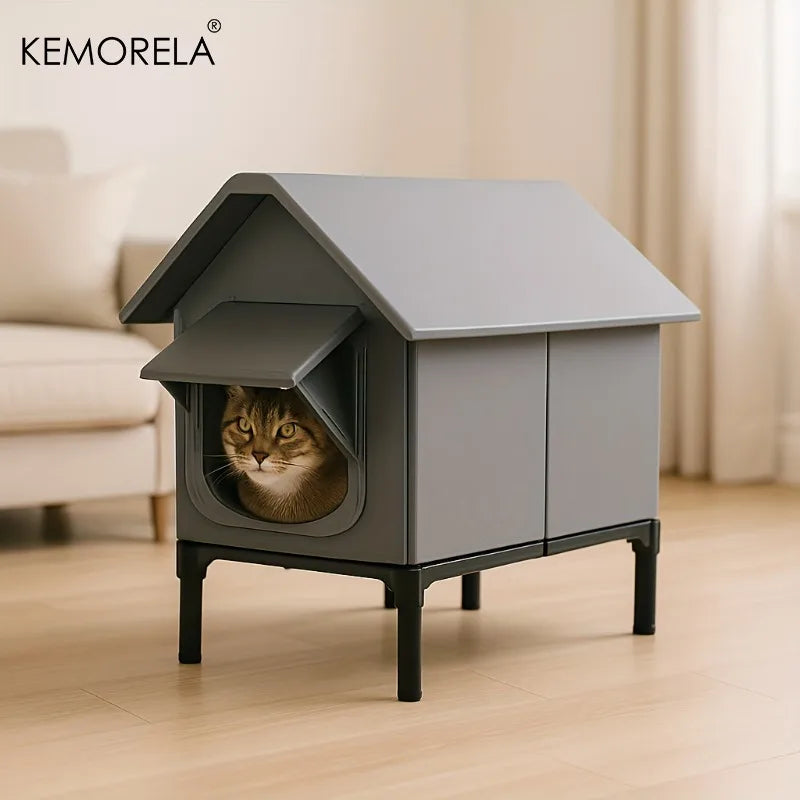KEMORELA Winter Insulated Outdoor Cat House Foldable Oxford Cloth Warm Mat Shelter Easy Assembly Soft for Cats And Small Dogs