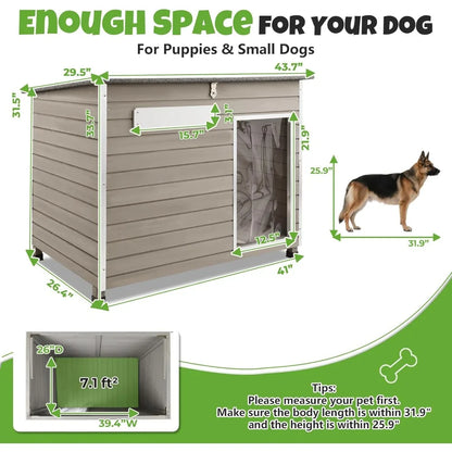 Wooden Dog House Outdoor, XL Weatherproof Dog Houses with Adjustable Vent Windows, Chew-Resistant Frame, Removable Floor
