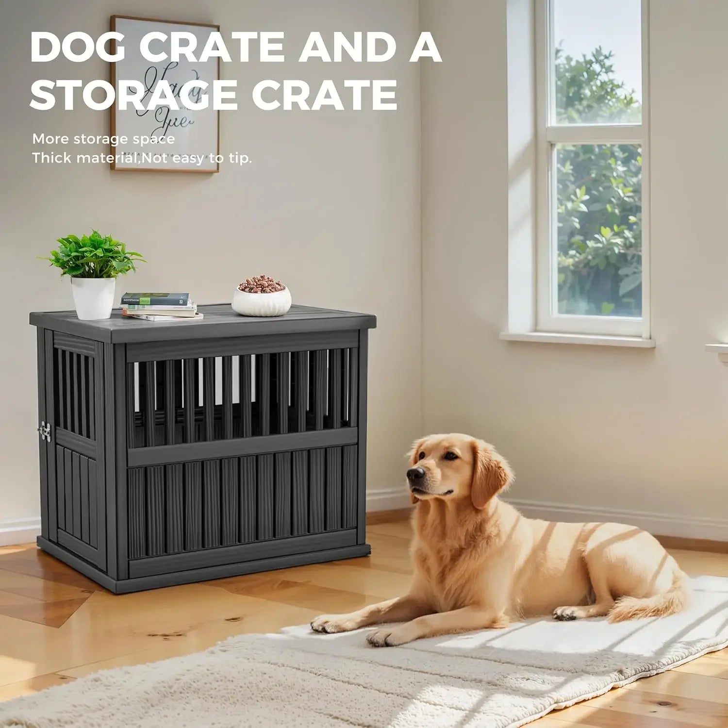 Dog Crate End Table - Lockable Kennel for Small/Large Dogs, Modern Indoor Furniture Nightstand  (39.37 * 28.35 * 32.83 Inch)