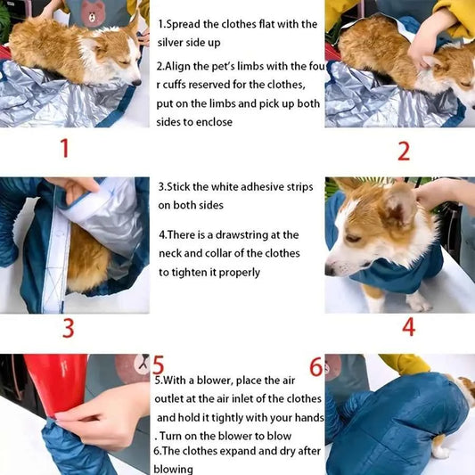 Portable Folding Dog Hair Dryer Efficient Pet Drying Bag for Cats And Dogs Winter Pet Cleaning Accessory Blow Bag