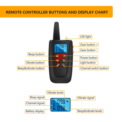 No Shock No Pins Dog Training Collar 3300ft Remote IP67 Waterproof Rechargeable Pet Training Collar Sound Vibration Shock Free