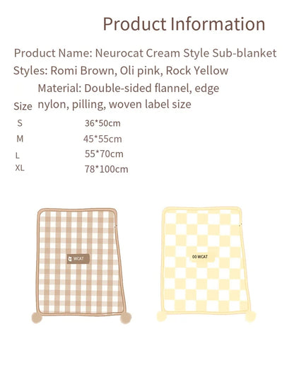 Winter Cream Color Plaid Flannel Pet Blanket, Double-Sided Soft Warm Fleece Throw for Small Dogs and Cats，Warm Cuddler Bed Mat