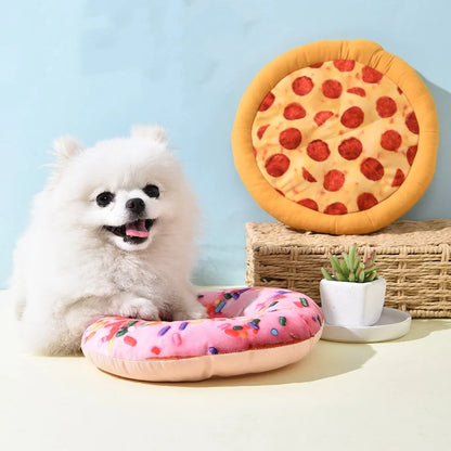 Plush Dog Toy Doughnut Pizza Shape Pet Squeaky Toys for Small Large Dogs Cleaning Teeth Puppy Chew Sound Toy Pet Supplies