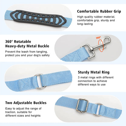 Tivray Hands Free Dog Leash with Sponge Handle 8.5ft Versatile Crossbody Waist Leash with 3 Rings for Puppy Leash for Walking