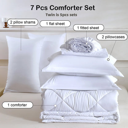 5pcs/7pcs Twin Full Queen King Bedding Sets Home Decor Comforter Flat Sheet Fitted Sheet Pillowcases Sleeping Sets