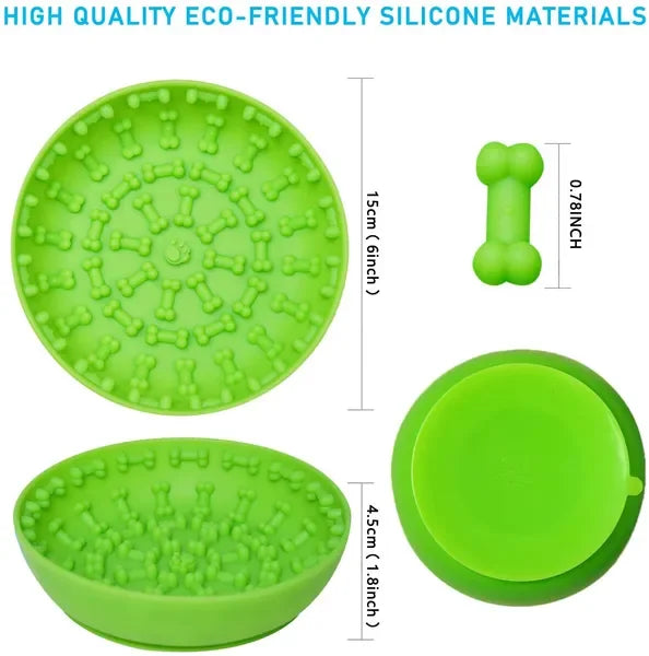 Pet Dog Slow Feeder Bowl with Suction Cup, Interactive Chew Toy for Anxiety Relief