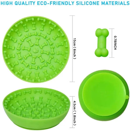 Pet Dog Slow Feeder Bowl with Suction Cup, Interactive Chew Toy for Anxiety Relief