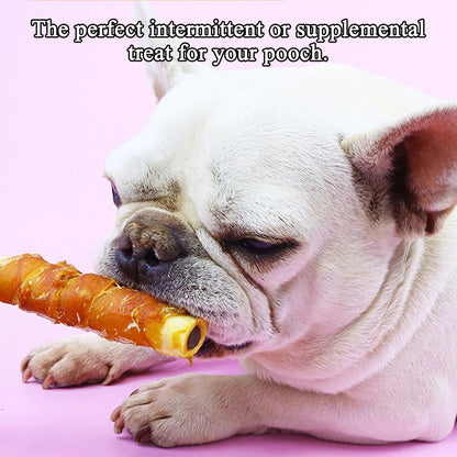 Cowhide Wrapped in Chicken Beef Filling Dog Treats for Medium, & Large Dog - Made with Chicken and Cowhide - High Protein