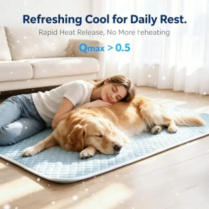 Dog Cooling Mat  Self Cooling Crate Pad for Bed, Floor, Car Travel Indoor Outdoor Summer Use Breathable Portable Washa