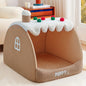 Warm Winter Thickened Semi Enclosed Dog Bed Tent Luxury Villa Cave For Large Dogs And Corgis Cozy Home Bedroom Christmas Gift