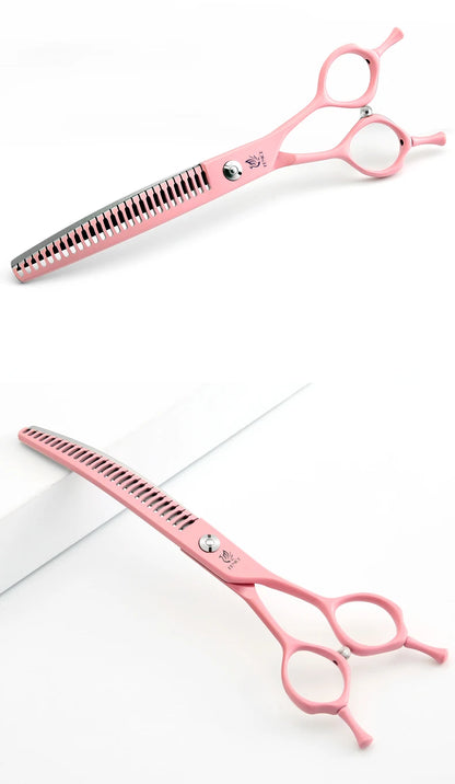 Fenice Dog Beauty Scissors Colorful 6.5/7/7.5 inch JP440C Professional Dog Grooming Scissors Curved Thinner Chunker Shears Tools