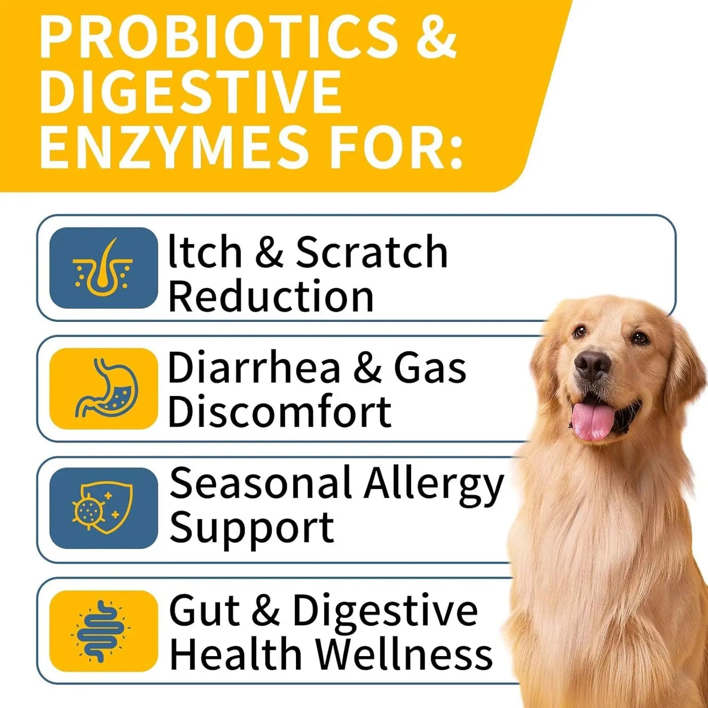 120 Chews Probiotics for Dogs Yeast Balance Allergies Immunity Gut Health Dog Supplement for Reduce Diarrhea Itchy Ears Chicken