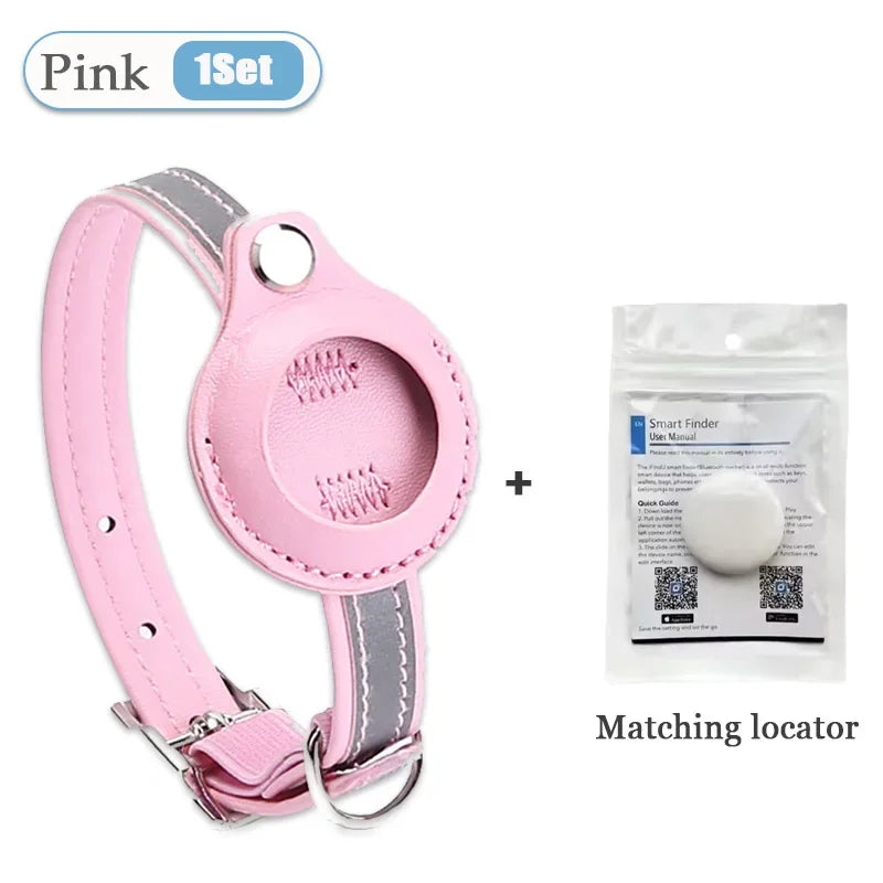 Pet GPS Tracker Leather Pet Adjustable Collars for Apple Airtag Location Tracker Dog Cat Anti-lost Reflective Protection Case