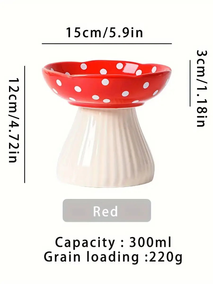 Resin Mushroom Cat Bowl: Tall, 300ml capacity, suitable for cats - ideal for feeding and drinking festivals