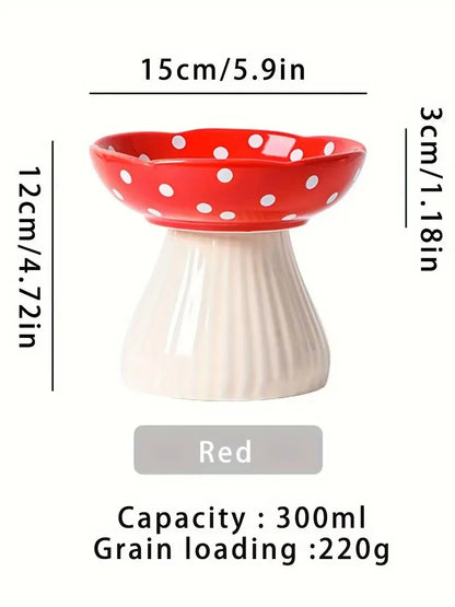 Resin Mushroom Cat Bowl: Tall, 300ml capacity, suitable for cats - ideal for feeding and drinking festivals