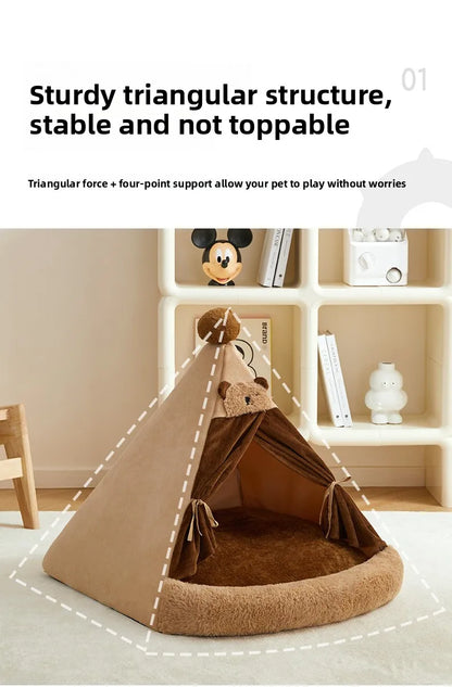All Season Semi Enclosed Cat Dog Pet House Warm Winter Tent Shelter Wholesale Cat House Cat Accessories Cat's Nest Keeps Warm