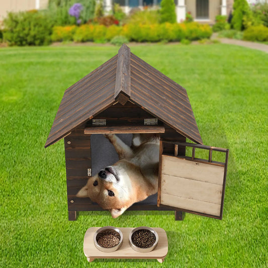 Water-Resistant Wooden Dog House with Window & Door – Easy-Install Indoor & Outdoor Pet House (M & L) - Pet Suppie