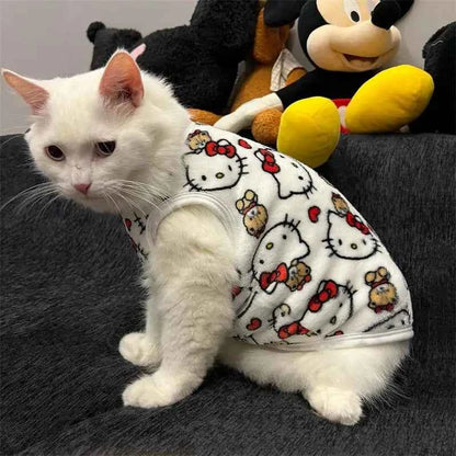Winter Warm Pet Clothes For Cats Pullover Kawaii Hello Kitty Cat Sweater Costume  Mascotas Clothing Gatos Products For Animals