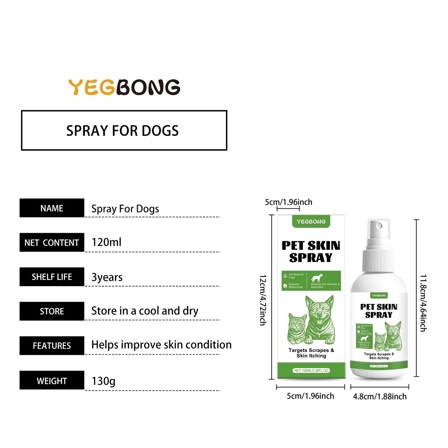 Yegbong Dog Skin Spray – Thoughtful protection, gentle and fast-acting care for skin discomfort, clean and comfortable spray