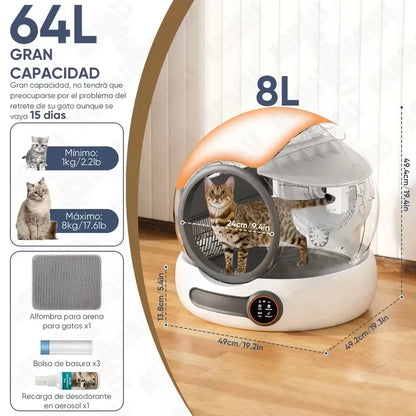 Automatic Cat Litter Box Self Cleaning with App Control Smart Deodorizer Spray with Dual Safety System Pet Toilet Litter Tray