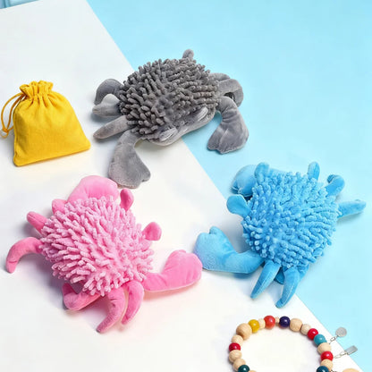 Chenille Crab Plush Dog Toy: Squeaky Chew Toy with Dental Textures - Interactive Stress Relief for Anxiety & Play