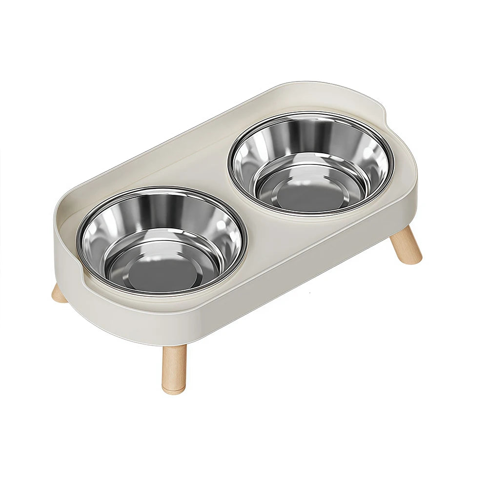 Ceramic Cat Bowls Double Set - Large Aperture Food & Water Bowls, Anti - Tip Design, Neck - Care for Cats and Dogs