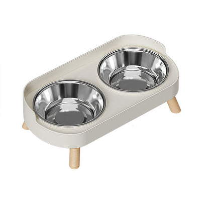 Ceramic Cat Bowls Double Set - Large Aperture Food & Water Bowls, Anti - Tip Design, Neck - Care for Cats and Dogs