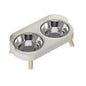 Ceramic Cat Bowls Double Set - Large Aperture Food & Water Bowls, Anti - Tip Design, Neck - Care for Cats and Dogs